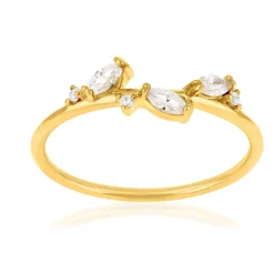 Bague plaqué or jaune et zirconias