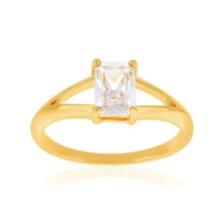Bague plaqué or jaune et zirconias