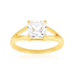 Bague plaqué or jaune et zirconias