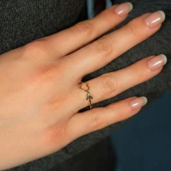 Bague plaqué or jaune flèche et coeur