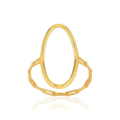 Bague plaqué or jaune, motif ovale style chaînage