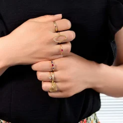 Bague plaqué or jaune, motif ovale style chaînage