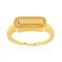 Bague plaqué or jaune perlée rectangulaire