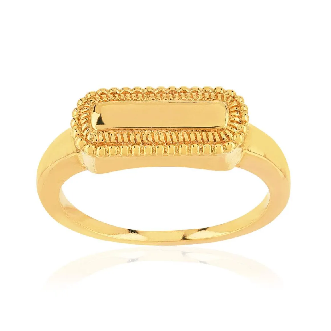 Bague plaqué or jaune perlée rectangulaire