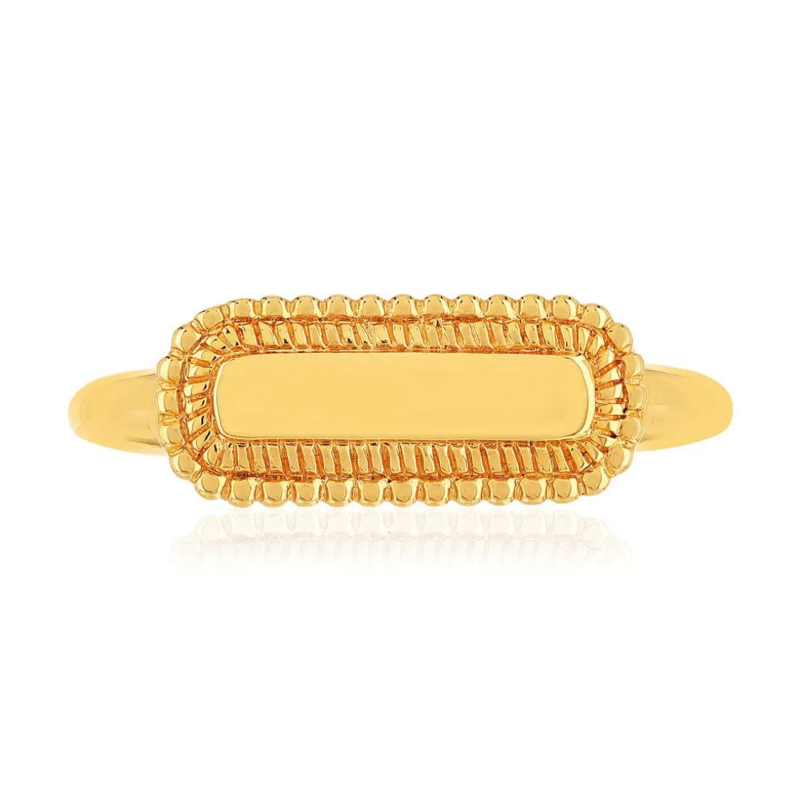 Bague plaqué or jaune perlée rectangulaire