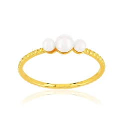 Bague plaqué or jaune perles de culture de chine