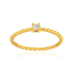 Bague plaqué or jaune perlée zirconia