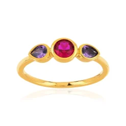 Bague plaqué or jaune pierres imitation