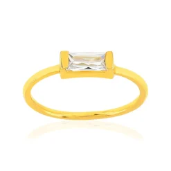Bague plaqué or jaune zirconia blanc