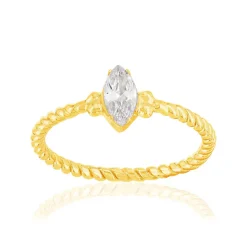 Bague plaqué or jaune zirconia blanc