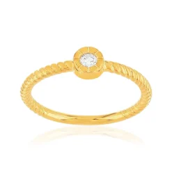 Bague plaqué or jaune zirconia blanc