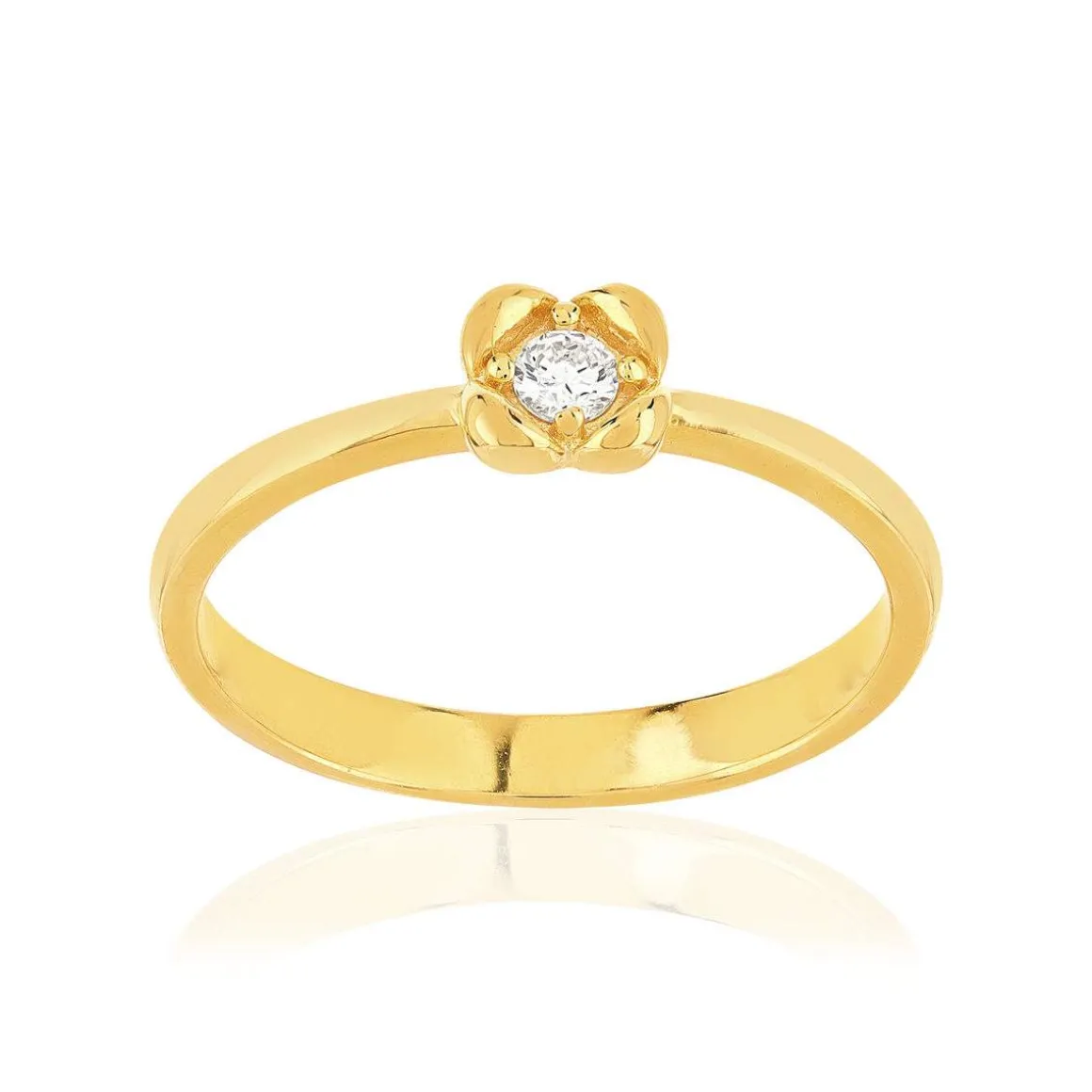 Bague plaqué or jaune zirconia blanc