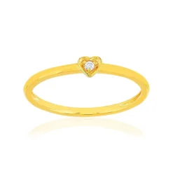Bague plaqué or jaune zirconias motif coeur