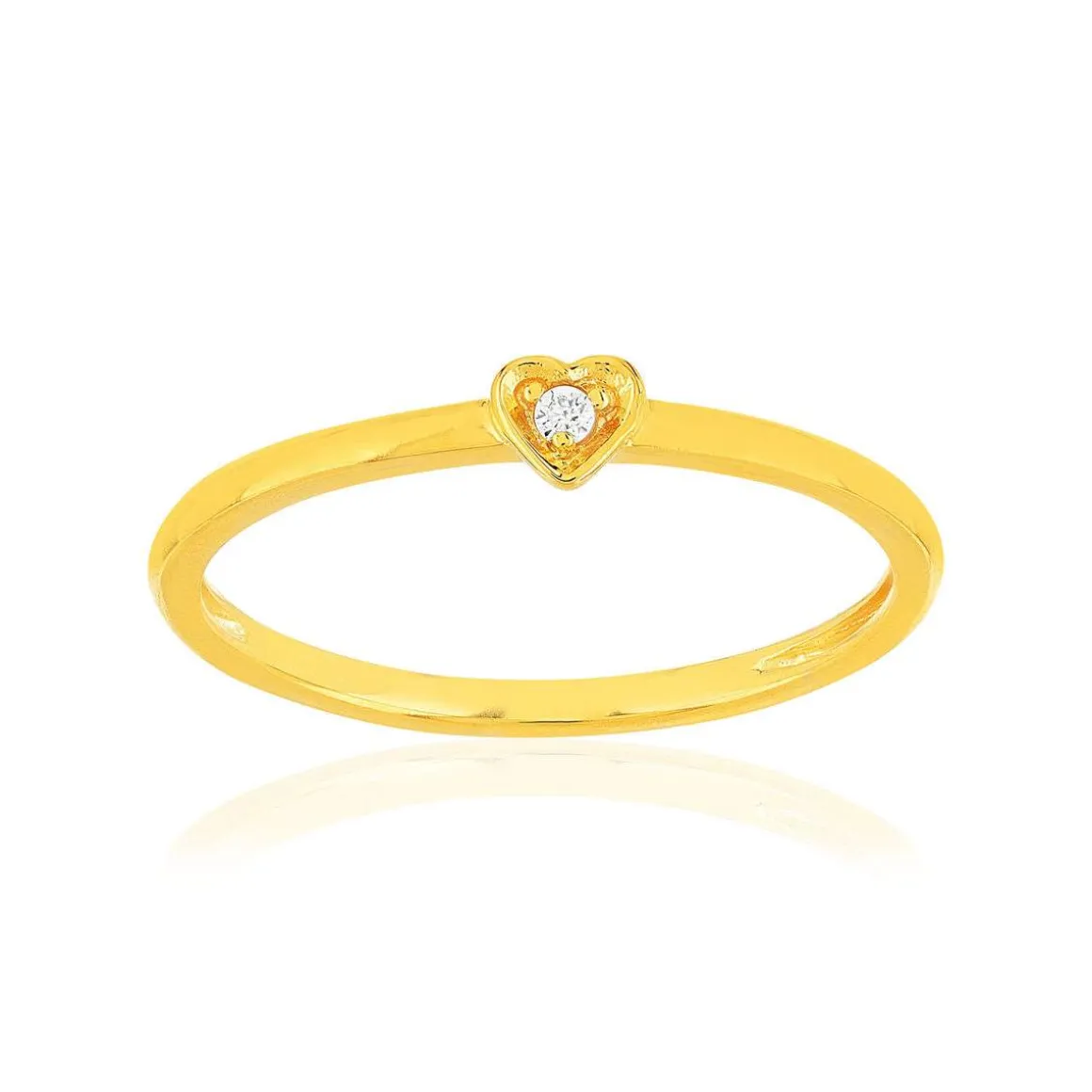 Bague plaqué or jaune zirconias motif coeur