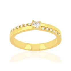 Bague plaqué or jaune zircons