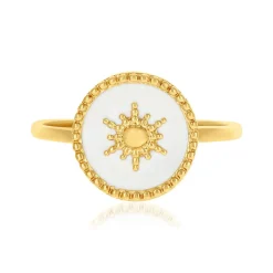 Bague plaqué or laque blanche