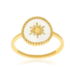 Bague plaqué or laque blanche