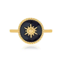Bague plaqué or laque noire