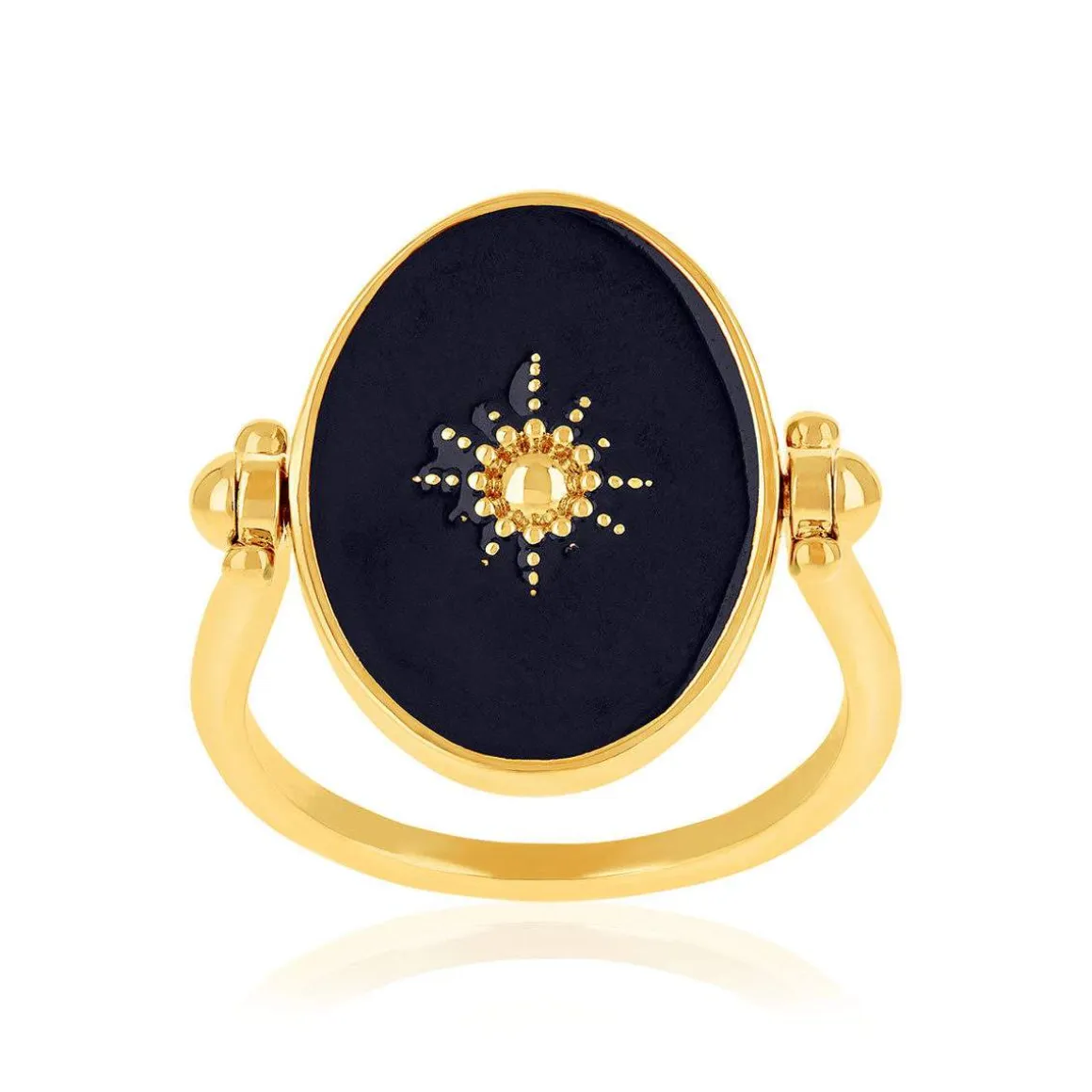 Bague plaqué or laque noire