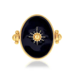 Bague plaqué or laque noire