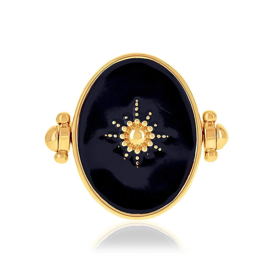 Bague plaqué or laque noire