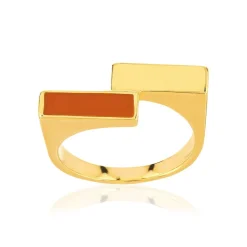 Bague plaqué or laque orange