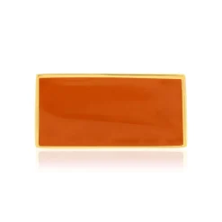 Bague plaqué or laque orange rectangulaire