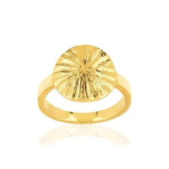 Bague plaqué or médaille martelée