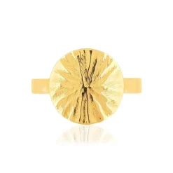 Bague plaqué or médaille martelée