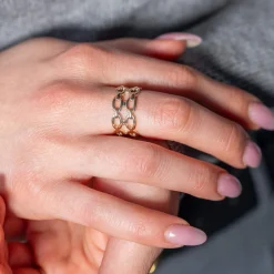 Bague plaqué or motif chaîne