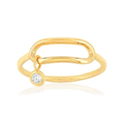 Bague plaqué or motif ovale zirconia