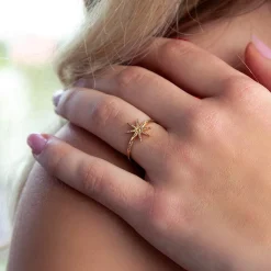 Bague plaqué or motif étoile