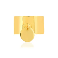 Bague plaqué or pampille disque