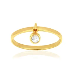 Bague plaqué or pampille zirconia