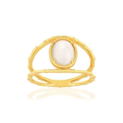 Bague plaqué or pierre de lune