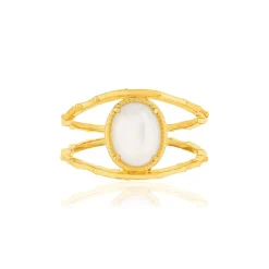Bague plaqué or pierre de lune