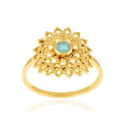 Bague plaqué or pierre naturelle verte