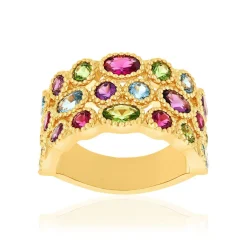 Bague plaqué or pierres synthétiques