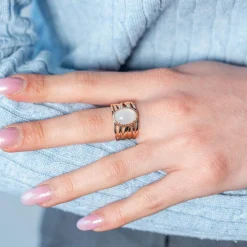 Bague plaqué or pierre synthétique blanche