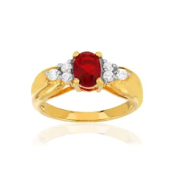 Bague plaqué or 2 tons rubis imitation et zirconias