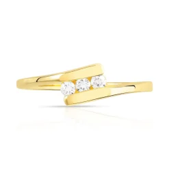 Bague plaqué or trio zirconias