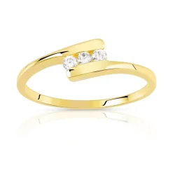 Bague plaqué or trio zirconias