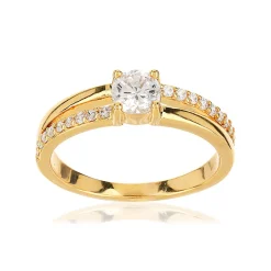 Bague plaqué or zirconias