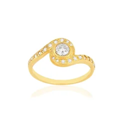 Bague plaqué or zirconias