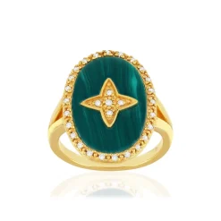 Bague plaqué or zirconias pierre imitation
