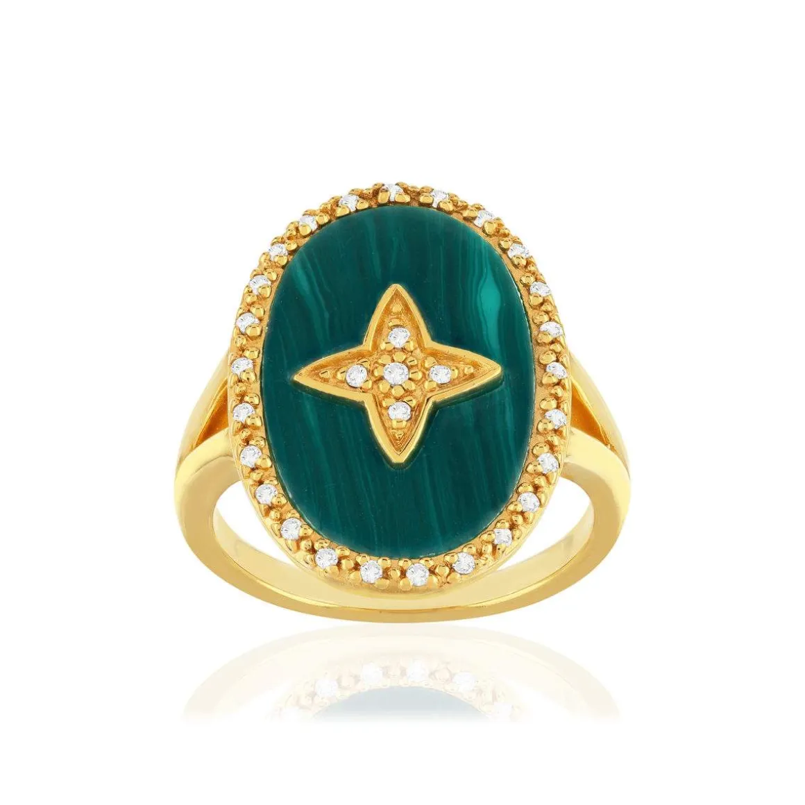 Bague plaqué or zirconias pierre imitation