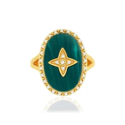 Bague plaqué or zirconias pierre imitation