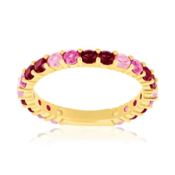 Bague plaqué or zirconias roses