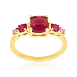 Bague plaqué or zirconias roses