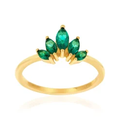 Bague plaqué or zirconias verts